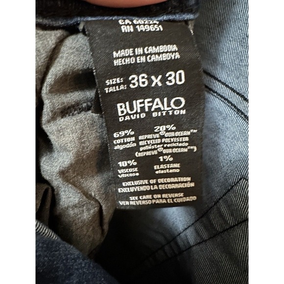 Buffalo David Bitton Jeans Mens 36x30 Jackson Slim Straight Blue Dark Wash - Picture 5 of 7